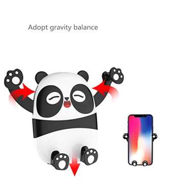 Taoke Panda Phone Holder Car Phone Mount, Cartoon Air Vent Vehicle Mount Cradle Holder Compatible with 4.0-6.5 inch Cellphones-Black