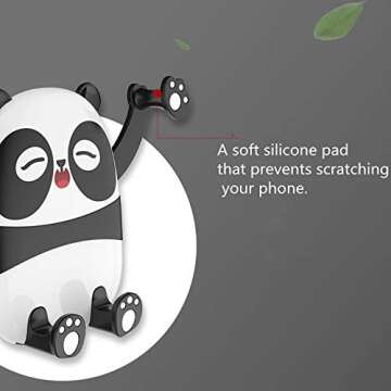 Taoke Panda Phone Holder Car Phone Mount, Cartoon Air Vent Vehicle Mount Cradle Holder Compatible with 4.0-6.5 inch Cellphones-Black