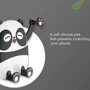 Taoke Panda Phone Holder Car Phone Mount, Cartoon Air Vent Vehicle Mount Cradle Holder Compatible with 4.0-6.5 inch Cellphones-Black