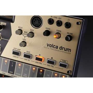Korg volca drum Digital Percussion Synthesizer w/ 16-Step Sequencer, 6 Drum Parts, MIDI In, and Sync I/O