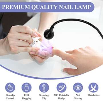 SAVILAND U V LED Nail Lamp – Mini Led Nail Lamp Gel X Lamp for Nails with Securing Clip Rotatable Led Light for Nails for Curing Gel Polish U V Nail Gels Manicure Home DIY, Black