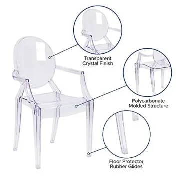 Flash Furniture Indoor/Outdoor Ghost Accent Chair, Stackable