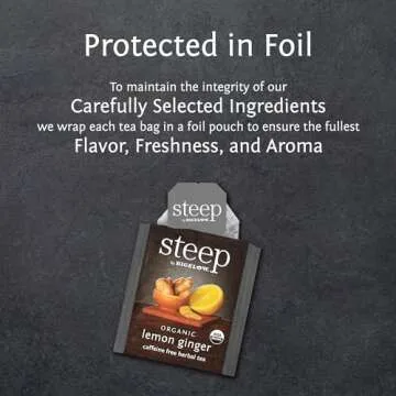 steep by Bigelow Organic Lemon Ginger Herbal Tea, Caffeine Free, 20 Count (Pack of 6), 120 Total Tea Bags