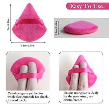Powder Puffs Daubigny 6 Pieces Powder Puff Face Soft Triangle Makeup Puff for Loose Powder Mineral Powder Body Powder Velour Cosmetic Foundation Blender Sponge Beauty Makeup Tools(Rose Red)