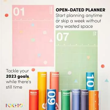 Poketo - Undated Monthly Vertical Wall Calendar 30" x 20" - 12 Month Minimalist Wall Planner - Monthly Calendar - Eco Friendly Paper - Office Supplies - Ideal for Office & Home - 2024 - Rainbow Combo