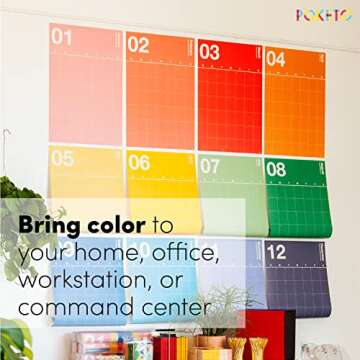 Poketo - Undated Monthly Vertical Wall Calendar 30" x 20" - 12 Month Minimalist Wall Planner - Monthly Calendar - Eco Friendly Paper - Office Supplies - Ideal for Office & Home - 2024 - Rainbow Combo
