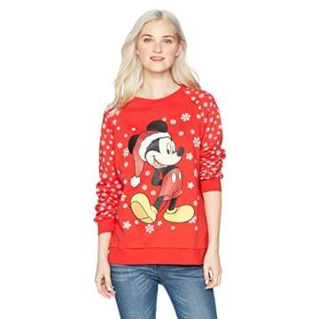Disney Women's Mickey Glitter Christmas Sweater