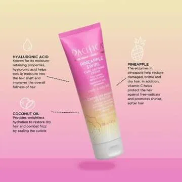 Pacifica Beauty Pineapple Swirl Curl Defining Cream, 100% Vegan & Cruelty Free, 4 Fl Oz