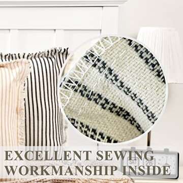 ZWJD Throw Pillow Covers 26x26 Set of 2 Striped Pillow Covers with Fringe Chic Cotton Decorative Pillows Square Cushion Covers for Sofa Couch Bed Living Room Farmhouse Decor