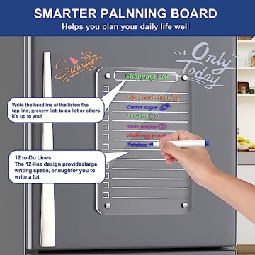 Acrylic Magnetic Dry Erase Board Set for Fridge 12x8