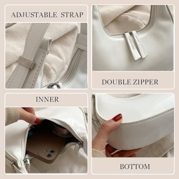 Retro Y2K Crescent Shoulder Bag for Women - Red