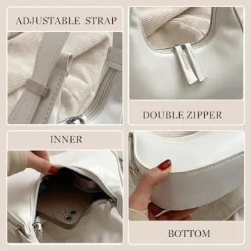 Retro Y2K Crescent Shoulder Bag for Women - Red