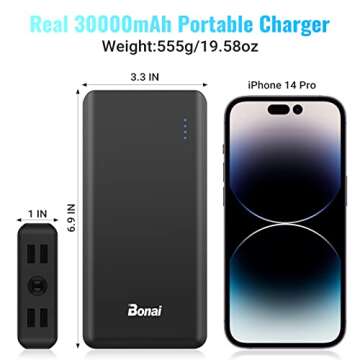BONAI 30000mAh Portable Charger with Flashlight