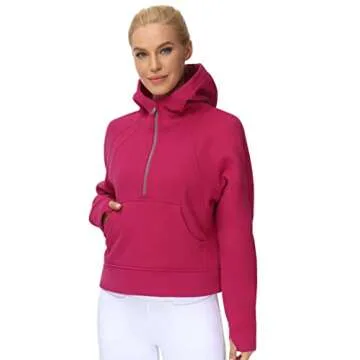 THE GYM PEOPLE Women’s Hoodies Half Zip Long Sleeve Fleece Crop Pullover Sweatshirts with Pockets Thumb Hole