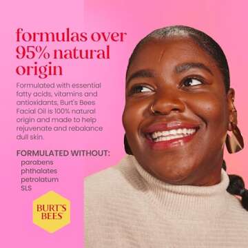 Burt's Bees Gua Sha Face Oil With Rosehip Seed Extract, Reduces Appearance of Fine Lines and Wrinkles, Use with Ice Roller & Facial Tools, Natural Origin Skin Care, 0.51 fl. oz.