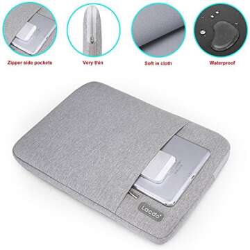 Lacdo Laptop Sleeve Case for 14 inch New MacBook Pro M4/M3/M2/M1 Chips Pro Max A3112 A3401 A3185 A2918 A2992 A2779 2024-2021, 13.8" Surface Laptop 7th, 13.5" Surface Laptop 6 5 4 3 Computer Bag, Grey