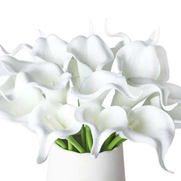 DuHouse 20Pcs Artificial Calla Lily Flower Real Touch Latex Flowers for DIY Wedding Bouquet Party Ho...