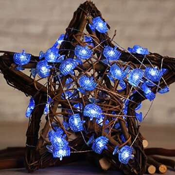 Impress Life Chanukah Decorative String Lights, 10ft 40 LED Hanukkah Menorah Twinkle Lights Battery Operated with Remote for Jews, Synagogue,Judaism Wedding Bedroom Party Candelabra Decoration