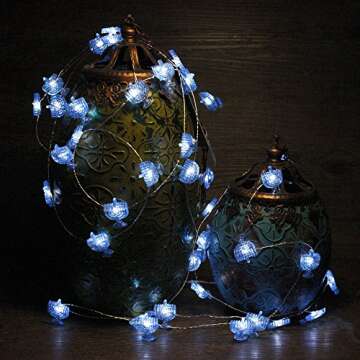 Impress Life Chanukah Decorative String Lights, 10ft 40 LED Hanukkah Menorah Twinkle Lights Battery Operated with Remote for Jews, Synagogue,Judaism Wedding Bedroom Party Candelabra Decoration