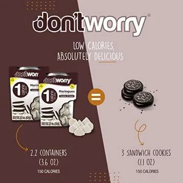 DON'TWORRY Keto Friendly Merengue Cookies | Only 1 Calorie per piece! | 2 Pack - Cookies and Cream | Healthy Candy, Gluten Free Snacks, Low Carb, Low Sugar, Low Calories