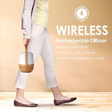 Cordless Essential Oil Diffusers, Rechargeable Diffusers for Essential Oils, Wireless Aromatherapy D...