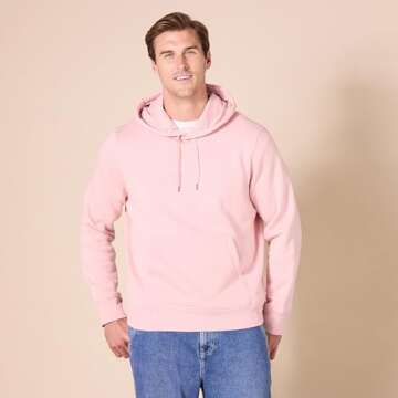 Amazon Essentials Men's Sweatshirt Hoodie, Pink, Medium, Big & Tall Options Available
