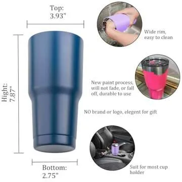 Durable 30 oz Insulated Tumbler with Straws - Navy Blue