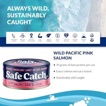 Safe Catch Wild Pink Salmon Canned Wild-Caught Skinless Boneless Salmon Fish Every Can Of Salmon Is ...