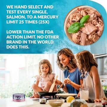 Safe Catch Wild Pink Salmon Canned Wild-Caught Skinless Boneless Salmon Fish Every Can Of Salmon Is Mercury Tested Kosher, 6-Pack Salmon Cans 5oz