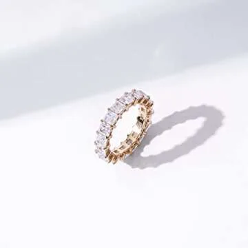 Elegant Gold-Plated Cubic Zirconia Eternity Band Ring