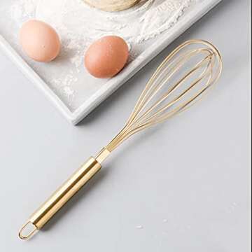 Angel's Peel Lounge Hand Mixer- Stainless Steel Egg Whisk Gold Color- Ecofriendly Manual Egg Beater, milk frother, Hand Blender, cake tool, kitchen gadget(Gold color)