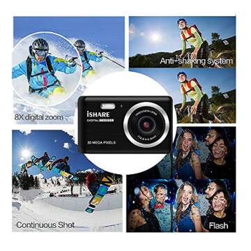 ISHARE Digital Camera for Photography with 2.8’’LCD, 20MP HD Photography Camera Rechargeable Poi...