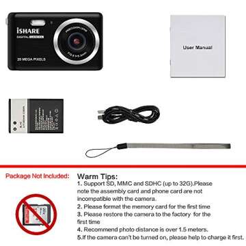 ISHARE Digital Camera for Photography with 2.8’’LCD, 20MP HD Photography Camera Rechargeable Point and Shoot Camera for Kids/Teenager/Seniors/Learner/Beginners(Black)