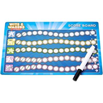 Mattel Games Wits & Wagers Board Game Family Edition for Kids and Adults with Dry Erase Boards, Markers & Question Cards