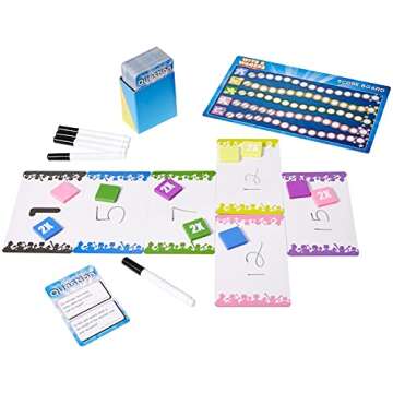 Mattel Games Wits & Wagers Board Game Family Edition for Kids and Adults with Dry Erase Boards, Markers & Question Cards