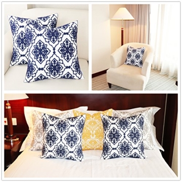 Navy Blue Bohemian Flower 2-Pack Pillow Covers