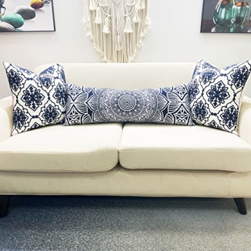 Navy Blue Bohemian Flower 2-Pack Pillow Covers