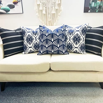 Navy Blue Bohemian Flower 2-Pack Pillow Covers