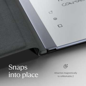 reMarkable 2 Bundle - Leather Folio | 10.3'' reMarkable 2 Paper Tablet, Marker Plus Pen with Built-in Eraser and Book Folio Case in Black Premium Leather