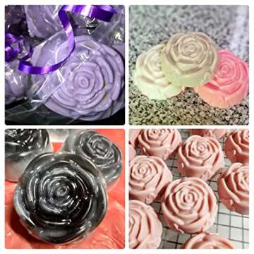 FUNBAKY Rose Flower Silicone Mold 6 Cavity Candy Chocolate Ice Cube Jelly Cupcake Soap Cookie Mould