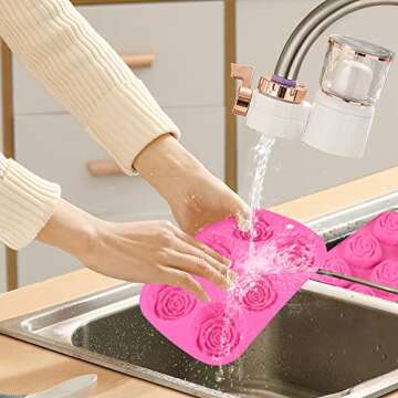 FUNBAKY Rose Flower Silicone Mold 6 Cavity Candy Chocolate Ice Cube Jelly Cupcake Soap Cookie Mould
