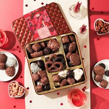 Chocolate Gift Basket, Food Gifts Arrangement Platter, Gourmet Snack Box, For Her, Wife, Spouse, Girlfriend, Romatic, Lover, Mom, Bonnie and Pop