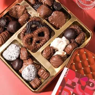 Chocolate Gift Basket, Food Gifts Arrangement Platter, Gourmet Snack Box, For Her, Wife, Spouse, Girlfriend, Romatic, Lover, Mom, Bonnie and Pop