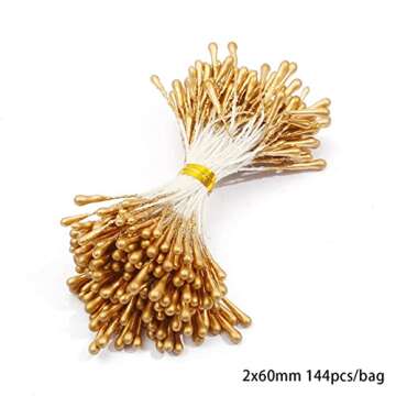 Hilsayum 8 Style Flower Stamen Pistil Artificial Gold Flower Stamen Fake Berries Stamen Pistil for DIY Scrapbook Home Decoration (Gold)