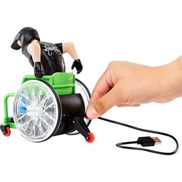 Hot Wheels RC Aaron Wheelz Wheelie Chair, Remote-Control Wheelchair with Motocross Aaron "Wheelz" Fotheringham Figure