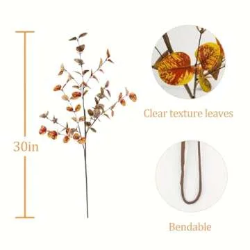 Lifelike obbsie 30" Fall Eucalyptus Stems for Home Decor