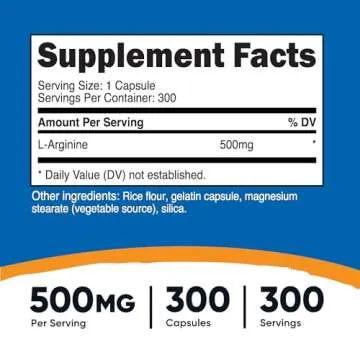 Nutricost L-Arginine 500mg - Pure Essential Amino Acid