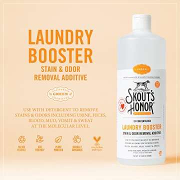 Skout's Honor Laundry Booster Stain & Odor Removal Additive - Plant-Powered Formula for Pet Bedding, Clothing, and Washable Pee Pads - Eco-Friendly & Cruelty-Free, 32 oz