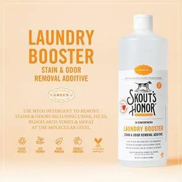 Skout's Honor Laundry Booster Stain & Odor Removal Additive - Plant-Powered Formula for Pet Bedding, Clothing, and Washable Pee Pads - Eco-Friendly & Cruelty-Free, 32 oz