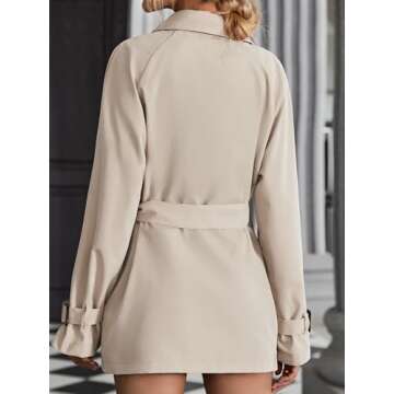 Floerns Women's Solid Double Breasted Long Trench Coat